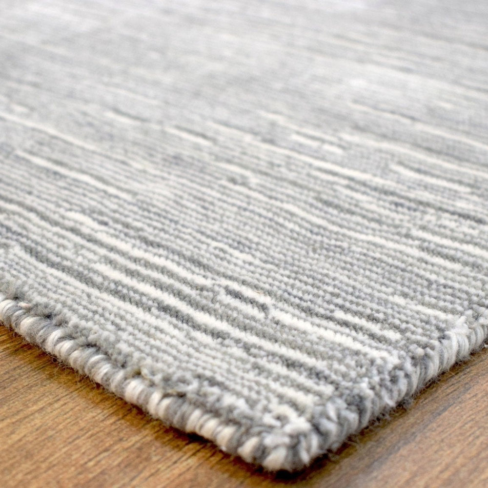 Modern Solid Silver Hand Loom Wool 5x8 Area Rug