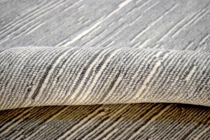 Modern Solid Silver Hand Loom Wool 5x8 Area Rug