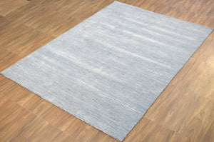 Hand Woven Modern Solid Silver Wool 5x8 Area Rug