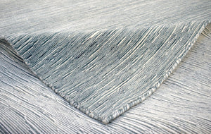 Solid Blue and Silver Wool And Viscose 5x8 Area Rug