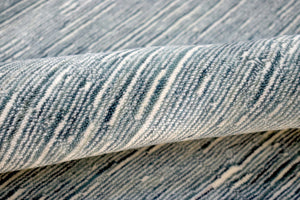 Solid Blue and Silver Wool And Viscose 5x8 Area Rug