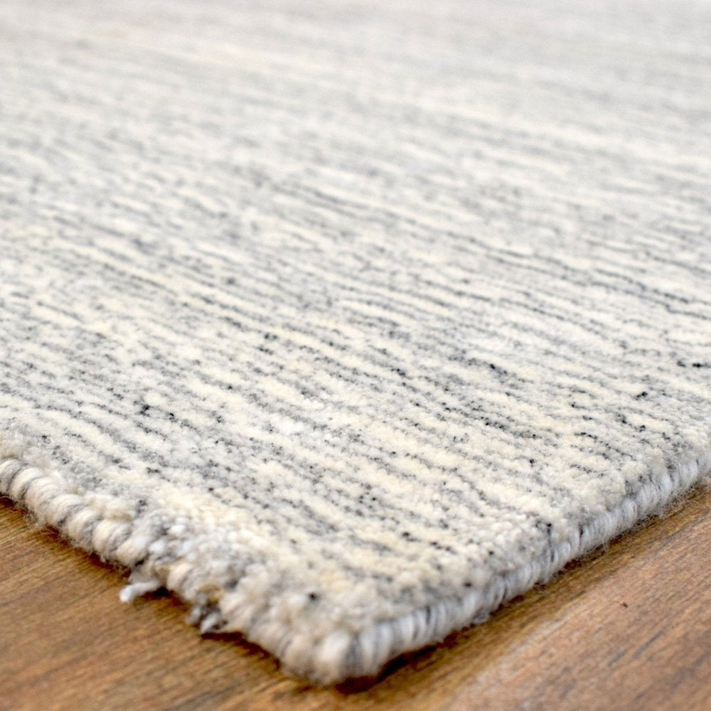 5x8 Solid Beige and Silver Area Rug | Handmade with Wool & Viscose | TRD1007258