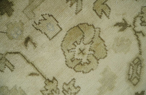 5x7 Hand Knotted Beige, Silver and Brown Traditional oushak Wool Area Rug | N34157