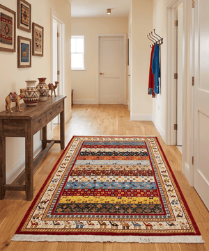 5x7 Multicolor Animal Brid Wool Hand Made Southwestern Lori Rug