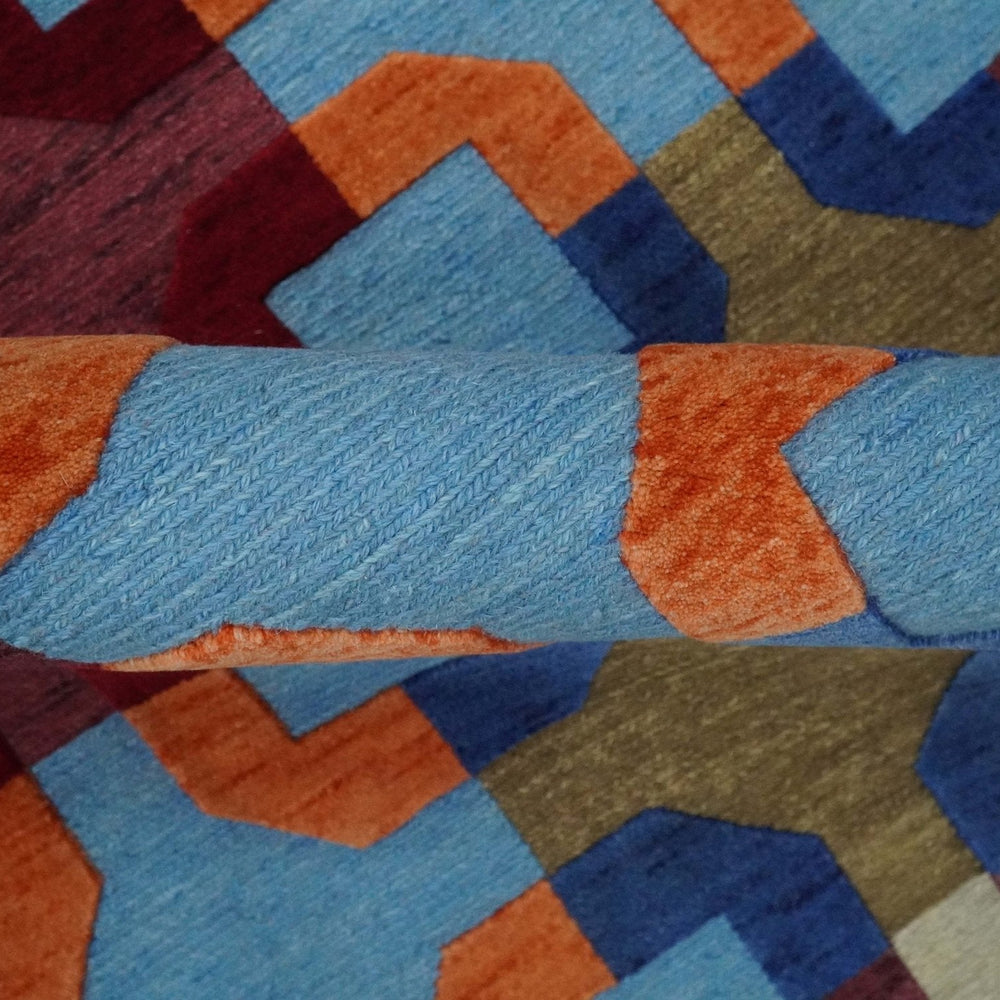 5x7 Multicolor Modern Abstract Wool Hand Woven Southwestern Rug