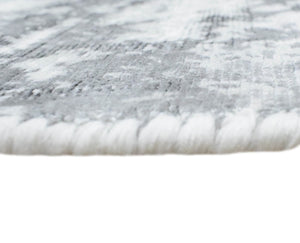 Modern Abstract Silver and Gray Hand Loom Viscose 5x7 Area Rug