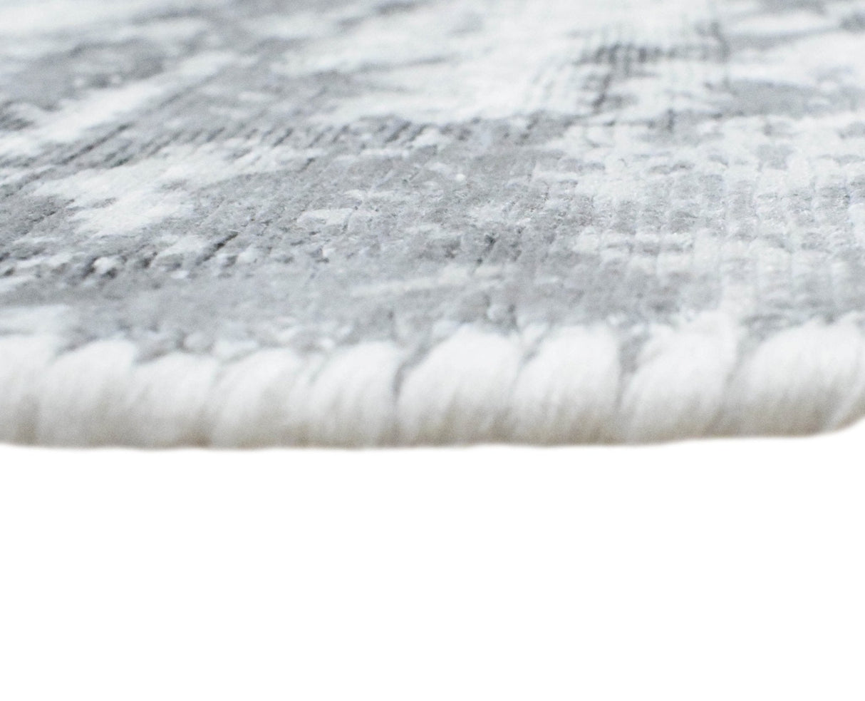 Ready to Ship Silver And Ivory Modern Abstract Hand Loom 5x7.6 Viscose Rug