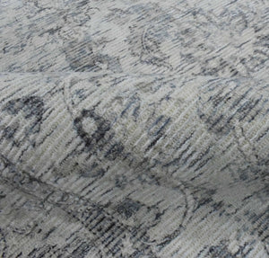 Transitional Silver and Gray Hand Loom Wool 5x7 Area Rug