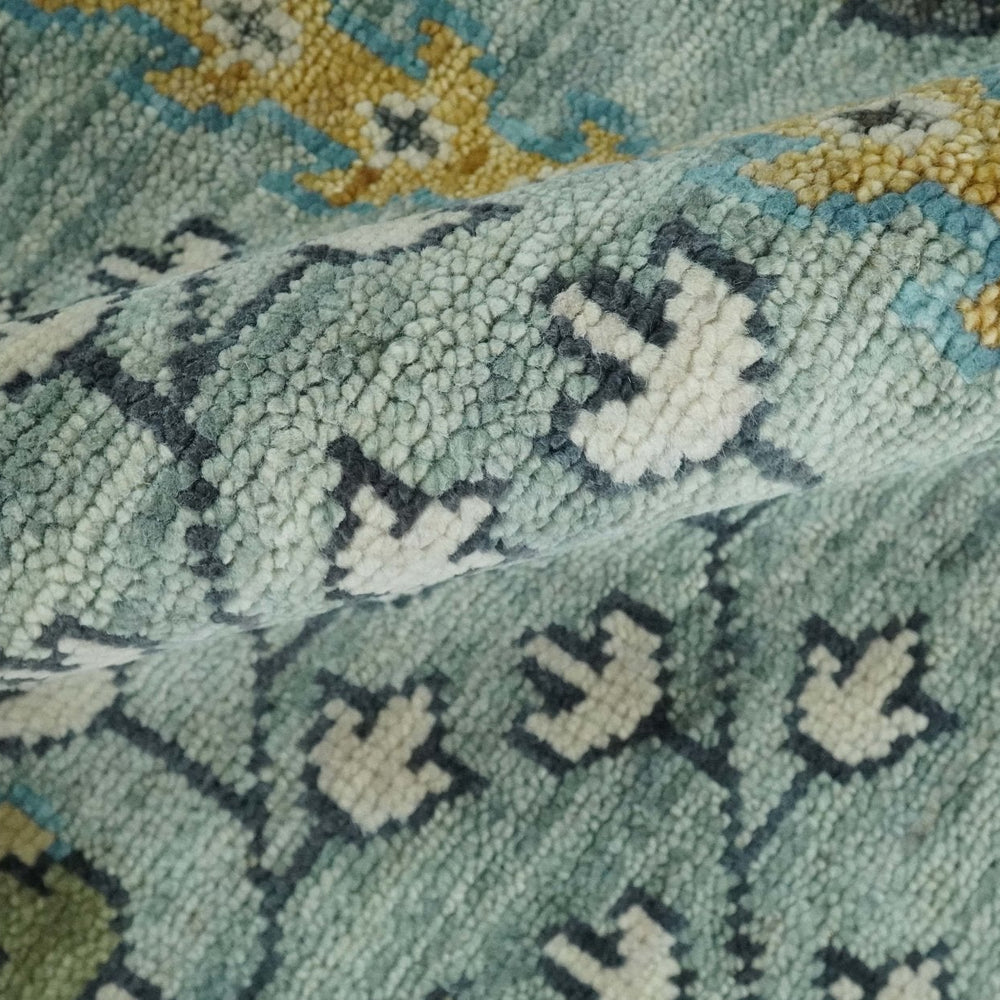 Custom Made Hand Knotted Tree of life Blue And Ivory Runner Wool Rug