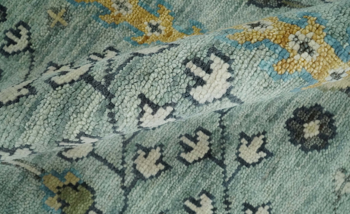 Custom Made Hand Knotted Tree of life Blue And Ivory Runner Wool Rug