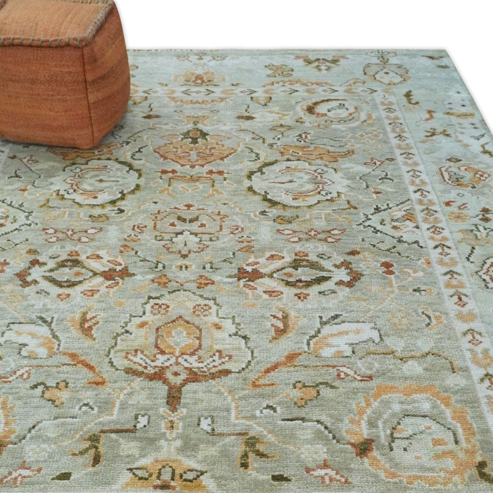 Hand Knotted Antique Peach and Beige Traditional Oushak Custom Made Wool Area Rug