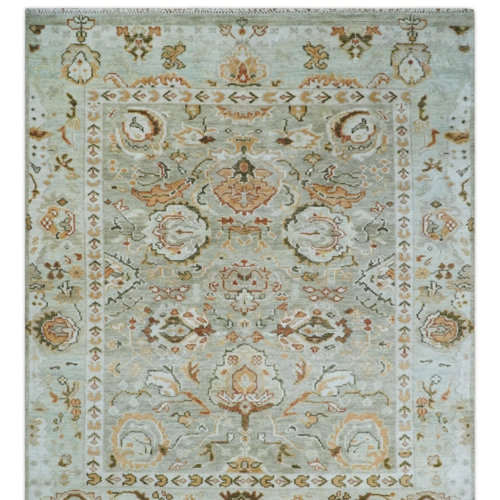 Hand Knotted Antique Peach and Beige Traditional Oushak Custom Made Wool Area Rug