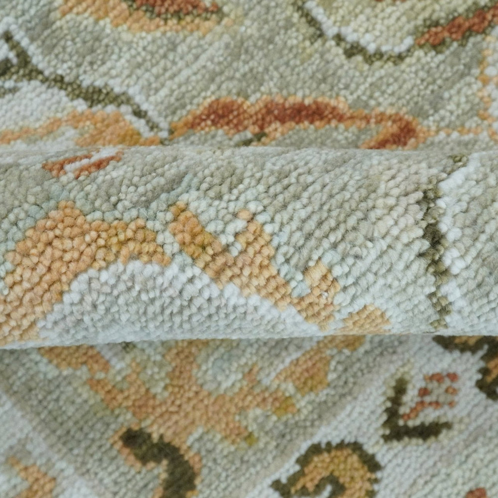 Hand Knotted Antique Peach and Beige Traditional Oushak Custom Made Wool Area Rug