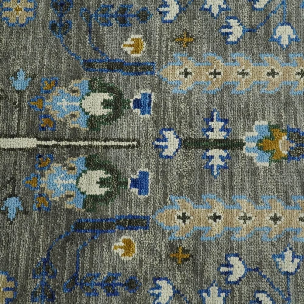 Hand Knotted Charcoal and Ivory Traditional Vintage Style Custom Made Wool Area Rug