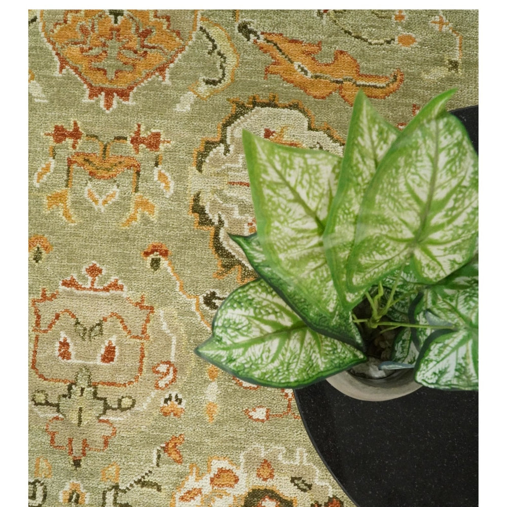 Custom Made Hand Knotted Olive and beige Traditional Style Antique Wool Rug