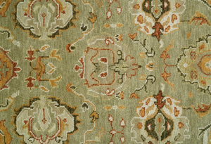 Custom Made Hand Knotted Olive and beige Traditional Style Antique Wool Rug