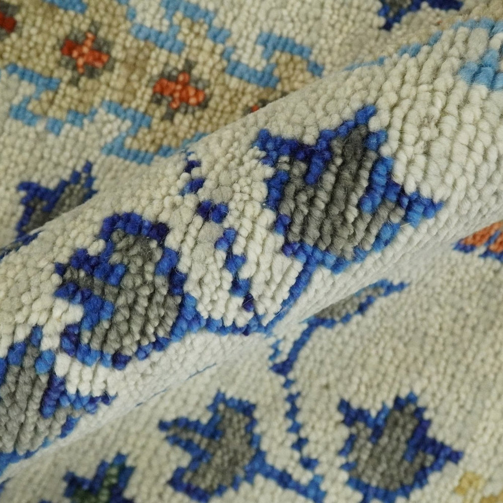 Hand Knotted Ivory and Charcoal Traditional Vintage Style Custom Made Wool Area Rug