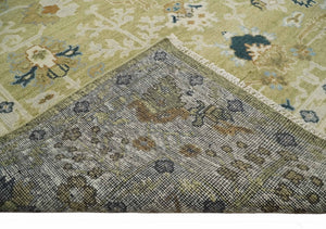 Hand Knotted Custom Made Olive, Silver and Beige Traditional Wool Rug
