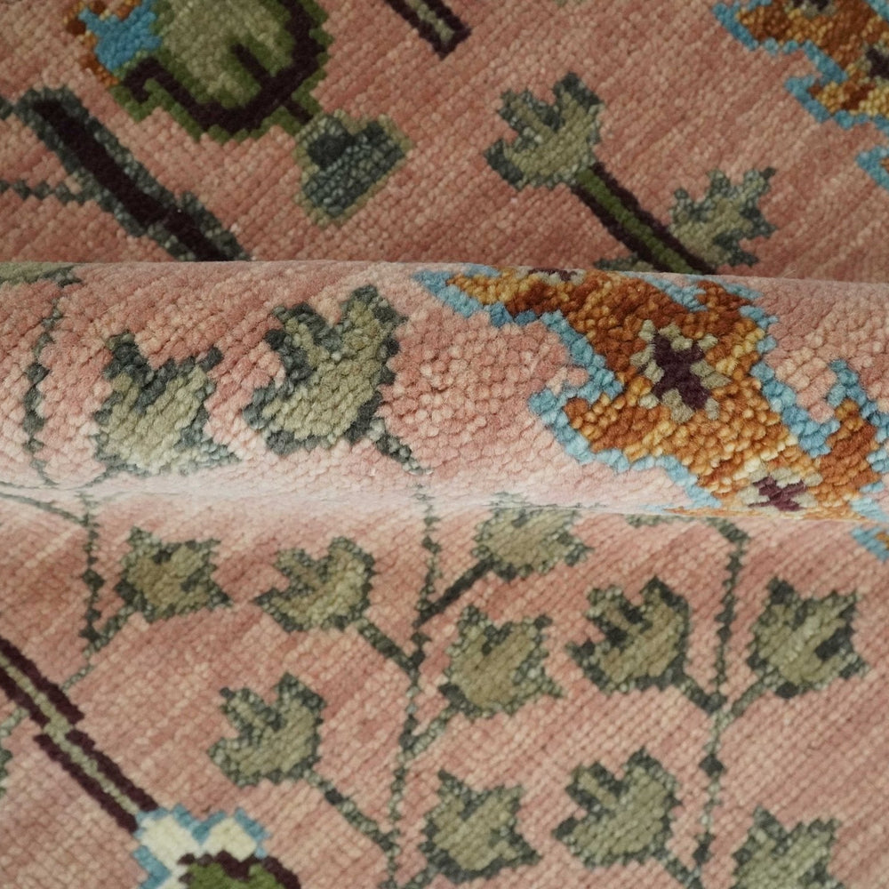 Custom Made Runner Rug Pink And Olive Tree of life Hand Knotted
