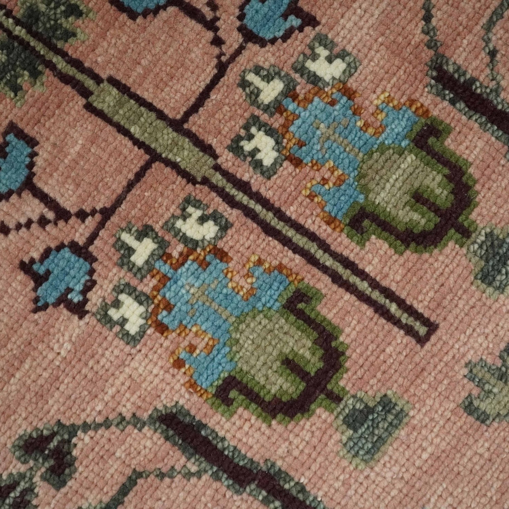 Custom Made Runner Rug Pink And Olive Tree of life Hand Knotted