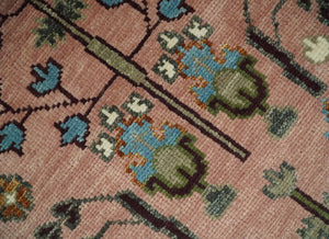 Custom Made Runner Rug Pink And Olive Tree of life Hand Knotted