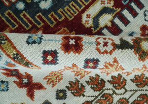 Hand Knotted traditional Oriental Ivory, Rust and Gray wool Area Rug