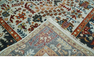 Hand Knotted traditional Oriental Ivory, Rust and Gray wool Area Rug