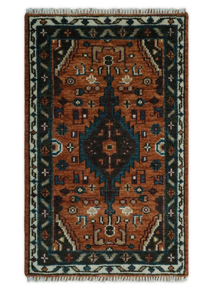 Custom Made Runner Rust And Brown Oriental Hand Knotted Wool Rug