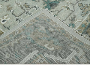 Gray and Ivory Traditional Oriental Oushak Hand Knotted wool Area Rug