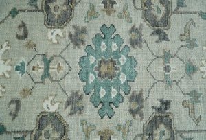 Gray and Ivory Traditional Oriental Oushak Hand Knotted wool Area Rug