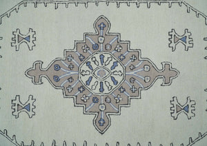Ivory and Peach Persian Style Tribal Hand Tufted Wool Area Rug