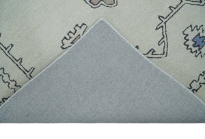 Ivory and Peach Persian Style Tribal Hand Tufted Wool Area Rug