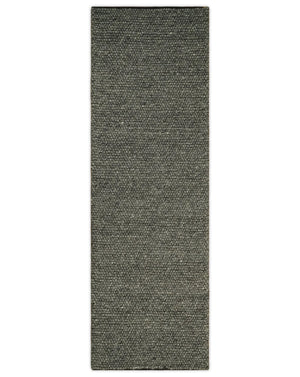 Solid Charcoal Gray Wool Blend Felted Chunky Hand Woven Area Rug