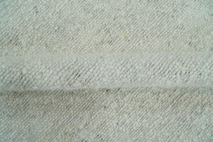 Modern Solid Design White Handwoven Wool Area Rug
