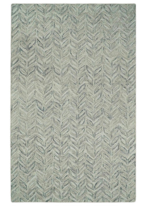 Beige and Gray Hand Tufted Modern Wool Loop Rug