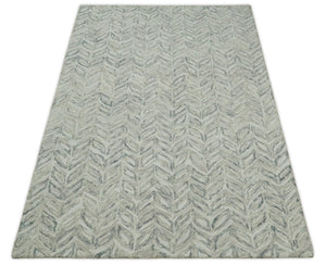 Beige and Gray Hand Tufted Modern Wool Loop Rug