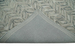 Beige and Gray Hand Tufted Modern Wool Loop Rug