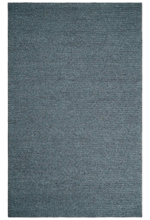 5x8 and 8x10 Braided Wool Solid Gray Hand Woven Soft Plush Area Rug