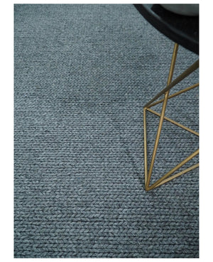 5x8 and 8x10 Braided Wool Solid Gray Hand Woven Soft Plush Area Rug