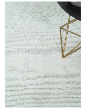 5x8 and 8x10 Braided Wool Solid White Hand Woven Soft Plush Area Rug