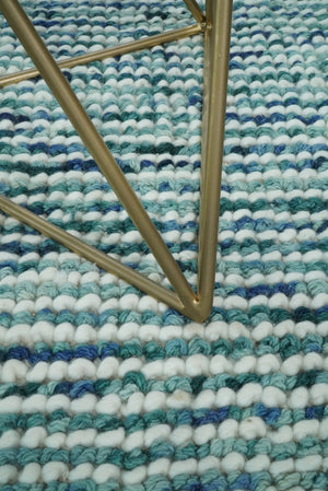 Contemporary Hand Woven Teal Wool Area Rug
