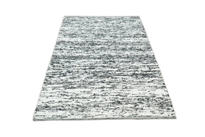 Hand Made 5x8 Black and Ivory Wool Area Rug