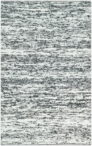 Hand Made 5x8 Black and Ivory Wool Area Rug