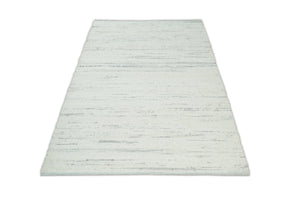 Modern Ivory and Gray Hand Made 5x8 Wool Area Rug