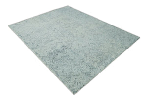 Modern Style Hand Tufted Blue and Ivory Area Rug