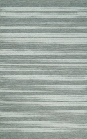 Modern Stripes Pattern Grey and Ivory Hand Tufted Wool Area Rug