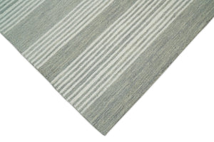 Modern Stripes Pattern Grey and Ivory Hand Tufted Wool Area Rug