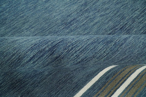 Modern Solid Design Blue Hand Tufted Wool Area Rug