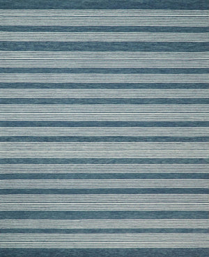 Blue Modern Stripes Pattern Hand Tufted Wool Area Rug