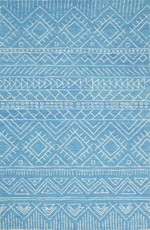 Blue Modern Contemporary Hand Tufted Wool Area Rug